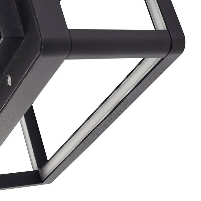Lucande LED Wandleuchte aussen in schwarz matt, transparent, Aussenlampe -  - Schwarze, geometrische Leuchte mit integrierten LED-Streifen.