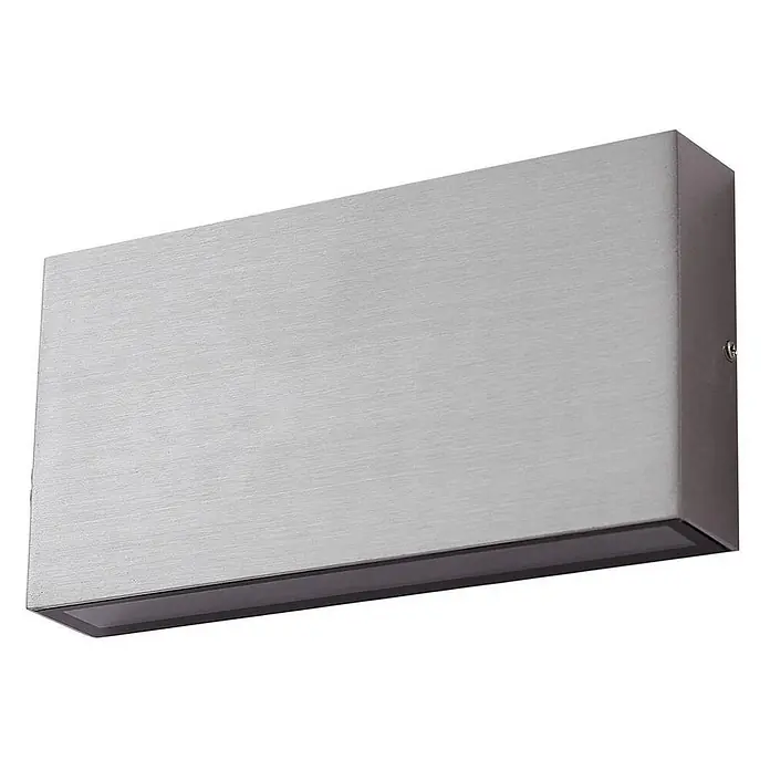 Lindby Außenwandleuchte Jarte - chrom / silber, IP54 - Rechteckige Wandleuchte aus gebürstetem Silber mit nach unten gerichteter Beleuchtung.