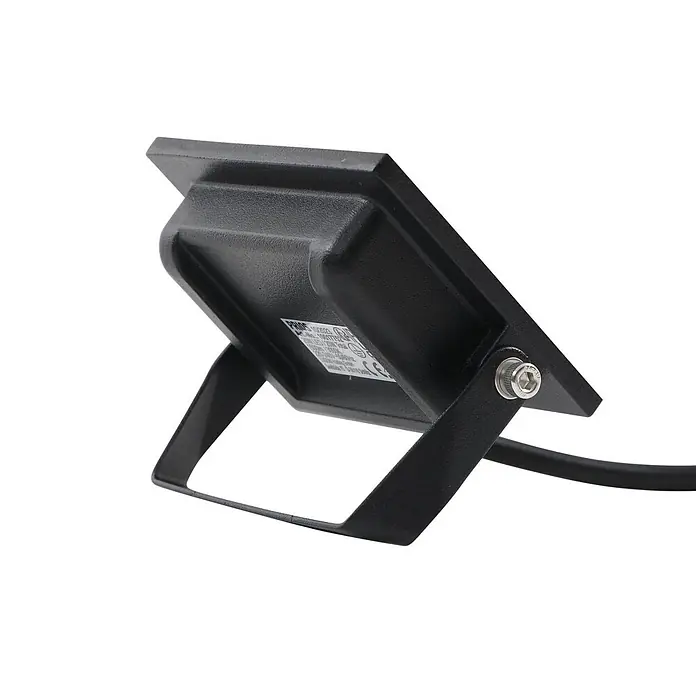 PRIOS LED Wandleuchte innen in schwarz, weiß, Wandstrahler -  - Schwarzer LED-Fluter mit strukturiertem Gehäuse und verstellbarer U-förmiger Halterung, von der Seite mit Stromkabel.