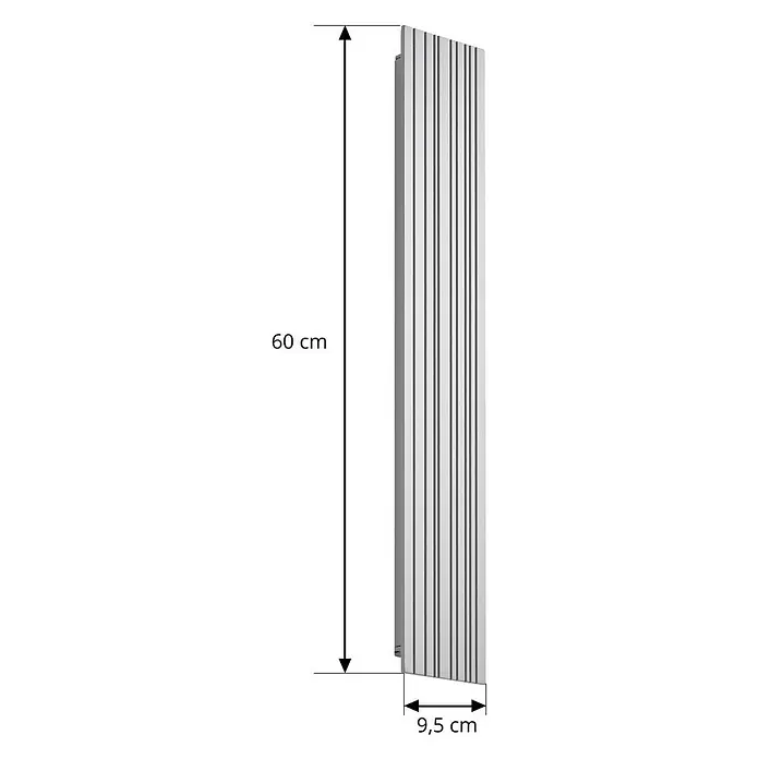 Lucande LED Wandleuchte aussen in grau, Aussenlampe Wand -  - Weißes vertikales geriffeltes Paneel, 60 cm hoch und 9,5 cm tief.