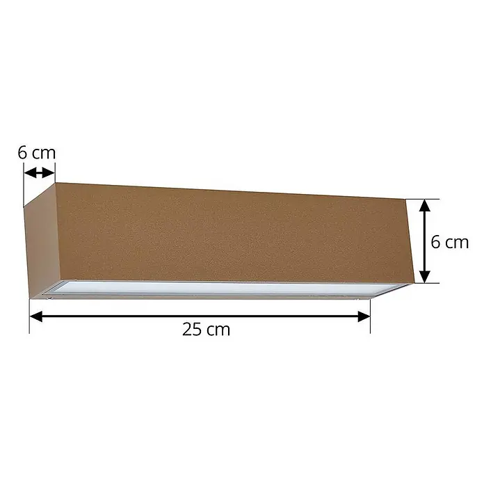 Lucande LED Wandleuchte aussen in braun, Aussenlampe Wand -  - Braune, rechteckige Wandleuchte mit schrägem Profil und integrierter LED, 25x6x6 cm.