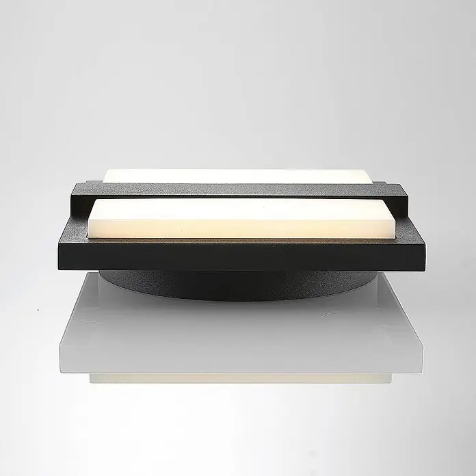 Lucande LED Wandleuchte aussen in anthrazit, weiß, Aussenlampe Wand -  - Anthrazitfarbene Außenleuchte mit zwei rechteckigen, beleuchteten LED-Elementen.