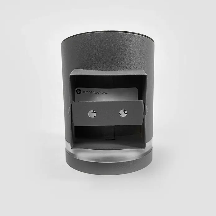 Lindby Solar LED Wandlampe / Wandleuchte außen, 1x 0,5W LED, Downlight -  - Anthrazitfarbene zylindrische Außenleuchte mit verstellbarer rechteckiger Lichtaustrittsöffnung.