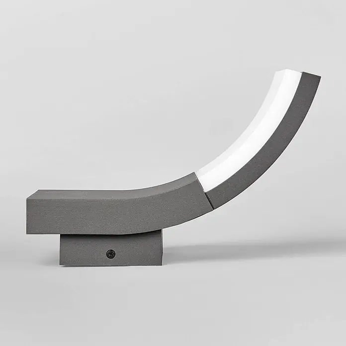 Lucande LED Wandleuchte aussen in anthrazit, weiß, Aussenlampe Wand -  - Gebogene graue Wandleuchte mit weißem Lichtband.