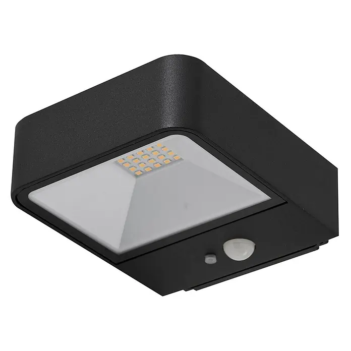 Lucande LED Solar Wandleuchte aussen in schwarz, transparent, mit -  - Schwarze LED-Außenleuchte mit Bewegungssensor.