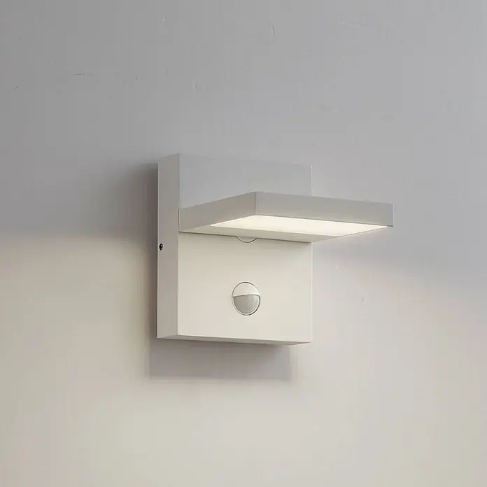 Lucande LED Wandleuchte aussen in weiß, mit Bewegungsmelder, Aussenlampe -  - Weiße Wandleuchte mit integriertem Bewegungsmelder, die warmes Licht nach unten abgibt.