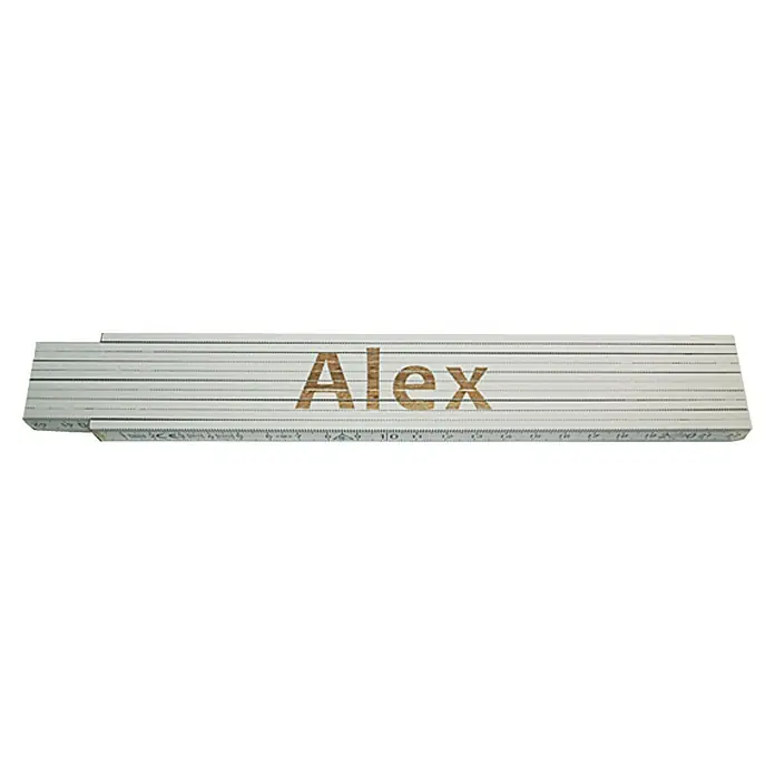 Zollstock - Aufdruck: Alex, 2 m - Der personalisierte Zollstock mit dem Namen Alex ist ein praktisches Werkzeug für jeden Handwerker und Heimwerker.