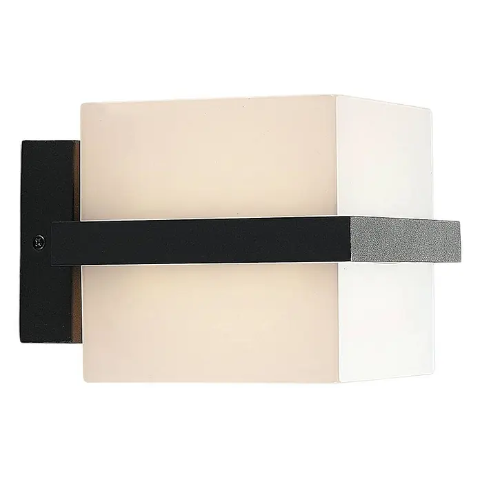 Lindby LED Wandleuchte aussen in anthrazit, weiß, Aussenlampe Wand -  - Moderne Wandleuchte mit mattiertem Rechteckschirm, schwarzem Metallband und strukturiertem Grau-Akzent.