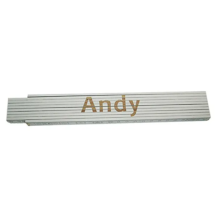 Zollstock - Aufdruck: Andy, 2 m - Ein Zollstock mit dem Namen "Andy" darauf, ideal für Bauprojekte und Messarbeiten. Das Werkzeug für präzise Messungen!