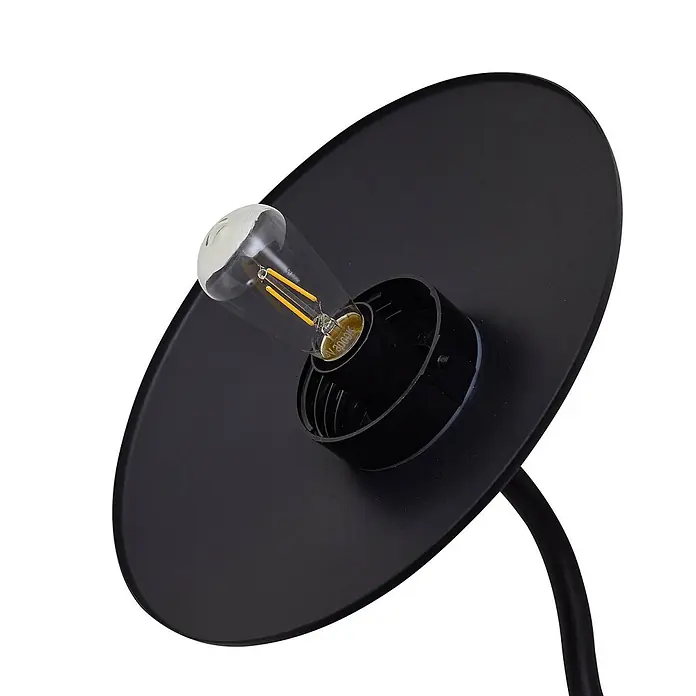 Lindby Außenwandleuchte Virane - schwarz, schwarz, IP44 - Schwarze Metalllampe mit einer sichtbaren LED-Glühfadenbirne.