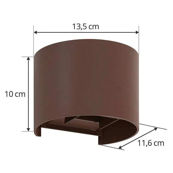 Lindby LED Wandleuchte aussen in rost, up down Aussenlampe Wand -  - Braune halbrunde Wandleuchte.