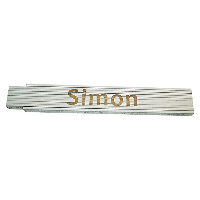 Zollstock - Aufdruck: Simon, 2 m - Ein Zollstock mit dem Namen "Simon", ein praktisches und persönliches Werkzeug für präzise Messungen in Handwerk und Heimwerkerprojekten.