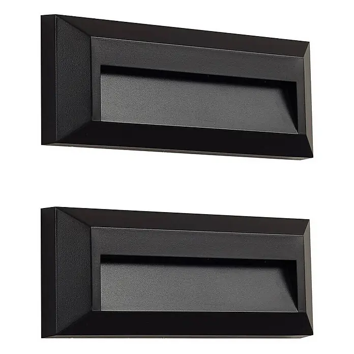 Lindby LED Wandleuchte aussen in schwarz, Aussenlampe Wand -  - Zwei mattschwarze rechteckige Wandleuchten mit zurückgesetztem Design.
