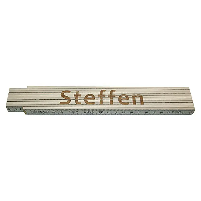 Zollstock - Aufdruck: Steffen, 2 m - Ein Zollstock mit dem Namen "Steffen". Das perfekte Werkzeug für jeden Heimwerker, mit dem man präzise Messungen vornehmen kann.