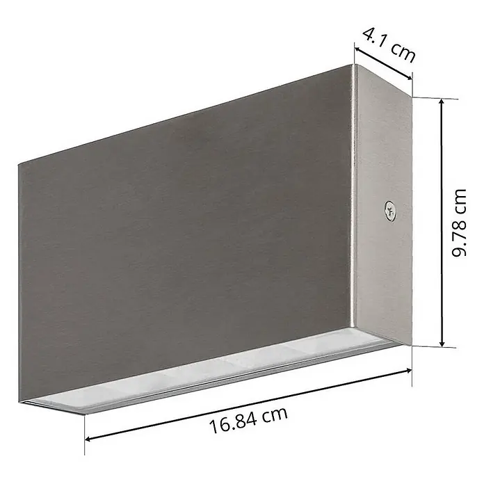 Arcchio LED Wandleuchte aussen in edelstahl, Aussenlampe Wand -  - Rechteckige Wandleuchte aus gebürstetem Metall mit nach unten gerichteter LED-Leiste.