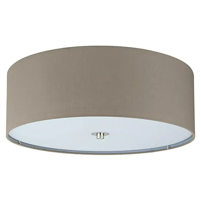 Eglo Pasteri Deckenleuchte rund - 180 W, Farbe Schirm: Taupe, Weiß, E27 - Eine stilvolle, runde Deckenleuchte in Taupe mit einer weißen Abdeckung und einem modernen, minimalistischen Design.