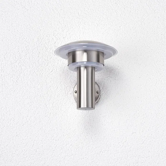 Lindby LED Wandlampe / Wandleuchte außen, Edelstahl, Kunststoff, 8,1W LED -  - Wandleuchte aus gebürstetem Edelstahl mit durchscheinendem Diffusor.