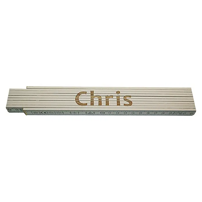 Zollstock - Aufdruck: Chris, 2 m - Ein Zollstock mit dem Namen "Chris" graviert, perfekt für DIY-Projekte oder als persönliches Geschenk für Handwerker.