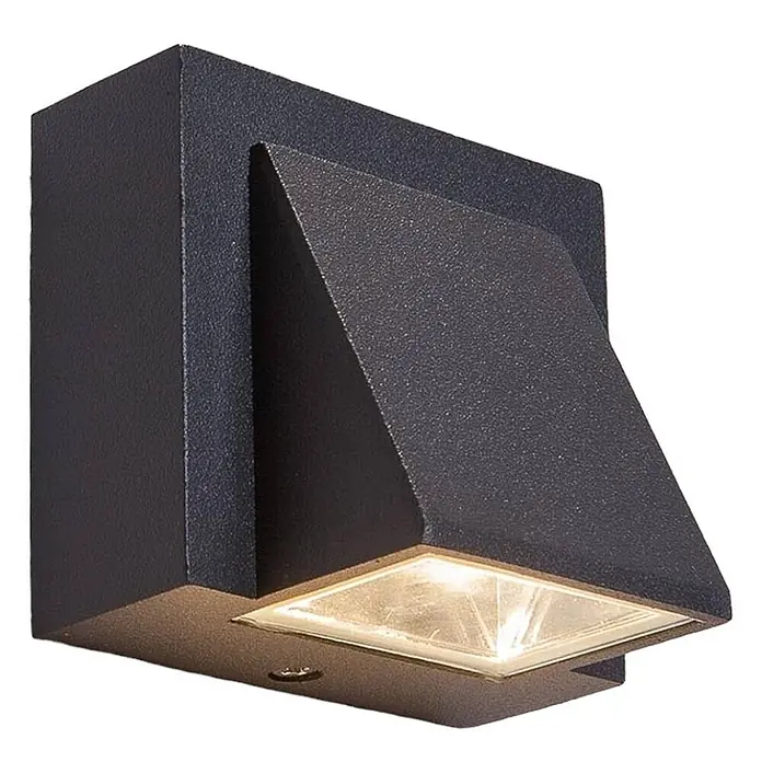 Lucande Außenwandleuchte Marik - schwarz, schwarz, IP54 - Dunkelgraue, quadratische Außenwandleuchte mit texturierter Oberfläche und nach unten gerichteter LED-Beleuchtung.