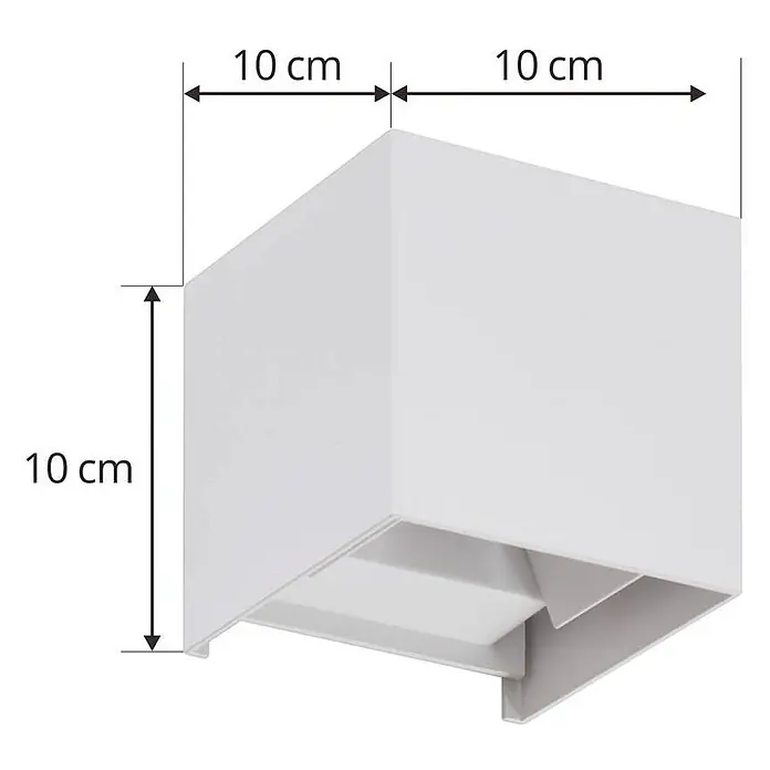 Lindby LED Wandleuchte aussen in weiß, up down Aussenlampe Wand -  - Weißes, würfelförmiges Licht, 10x10x10 cm, mit offener Unterseite und internen Reflektoren.