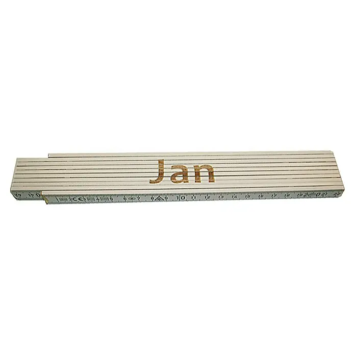 Zollstock - Aufdruck: Jan, 2 m - Ein Zollstock mit der Aufschrift "Jan", ideal für Messungen und Heimwerkerprojekte. Das perfekte Werkzeug für präzise Ergebnisse!