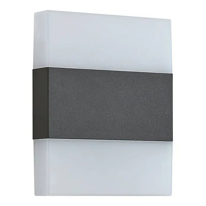 Lindby LED Wandleuchte aussen in schwarz, weiß, Aussenlampe Wand -  - Moderne Außenwandleuchte mit dunkelgrauem, rechteckigem Metallgehäuse und mattweißen Acryl-Diffusoren für Auf- und Abwärtsbeleuchtung.