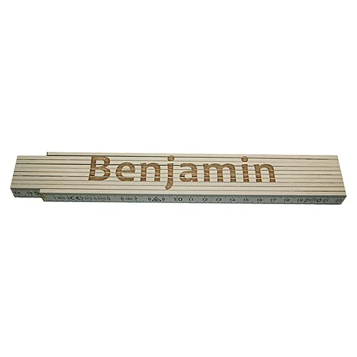 Zollstock - Aufdruck: Benjamin, 2 m - Der Zollstock mit dem Namen "Benjamin" ist ein praktisches und persönliches Werkzeug für Handwerker und Heimwerker.