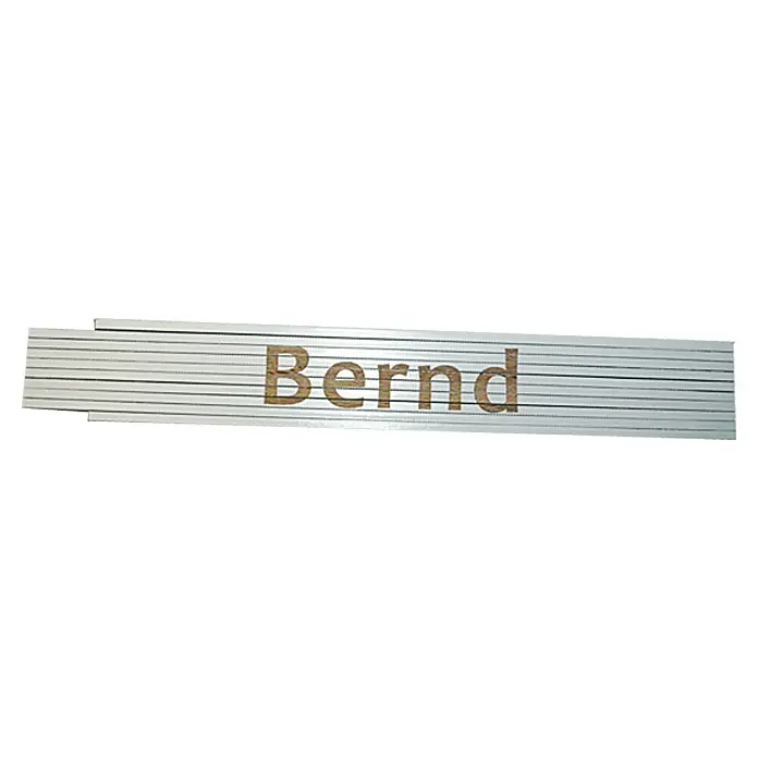 Zollstock - Aufdruck: Bernd, 2 m - Nahaufnahme von Rollos mit dem Namen "Bernd" aufgedruckt, ein ideales Produkt zur Personalisierung des Zuhauses.