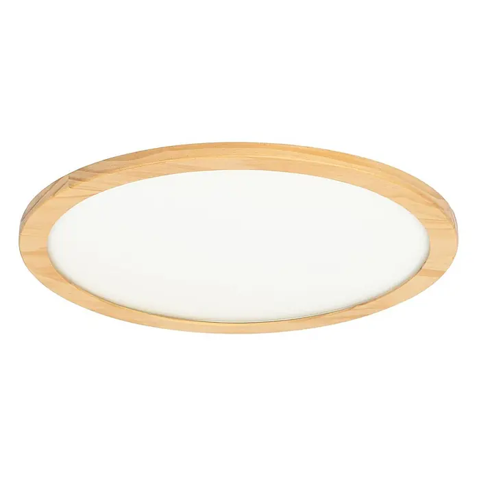 Lucande LED Deckenlampe Holz 48 cm, mit Fernbedienung, dimmbar, 24W LED -  - Ovale LED-Deckenleuchte mit hellem Holzrahmen und weißem Diffusor.