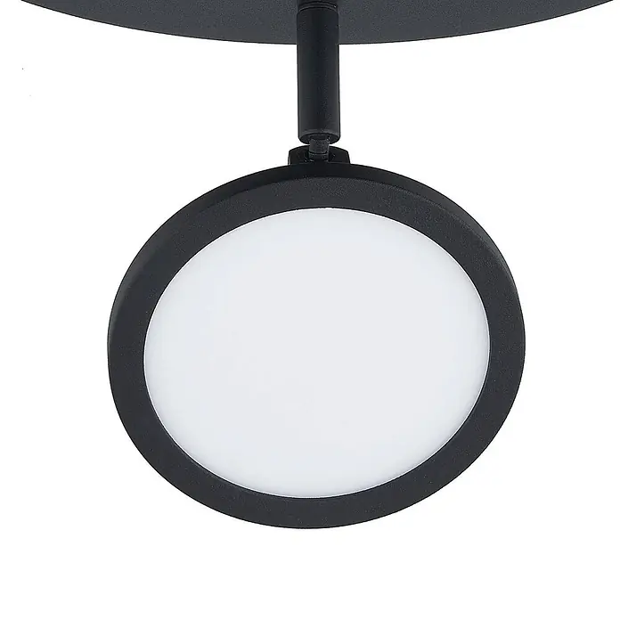 Lindby Deckenleuchte Manel - schwarz, schwarz - Schwarzer runder Deckenstrahler mit weißem Diffusor.