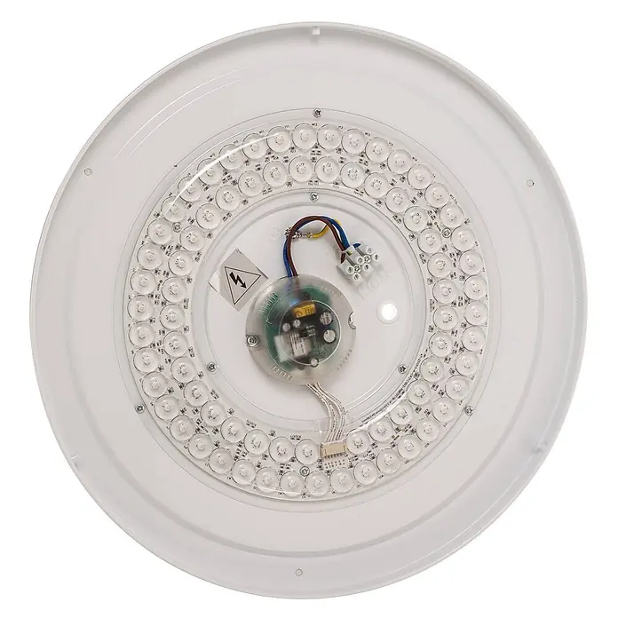Lindby LED Deckenlampe Smart Home in weiß, dimmbar Deckenleuchte rund -  - Rundes weißes LED-Lichtmodul mit mehreren kleinen LEDs in Ringen um eine zentrale Treiberschaltung, als Ersatzteil für eine Deckenleuchte.