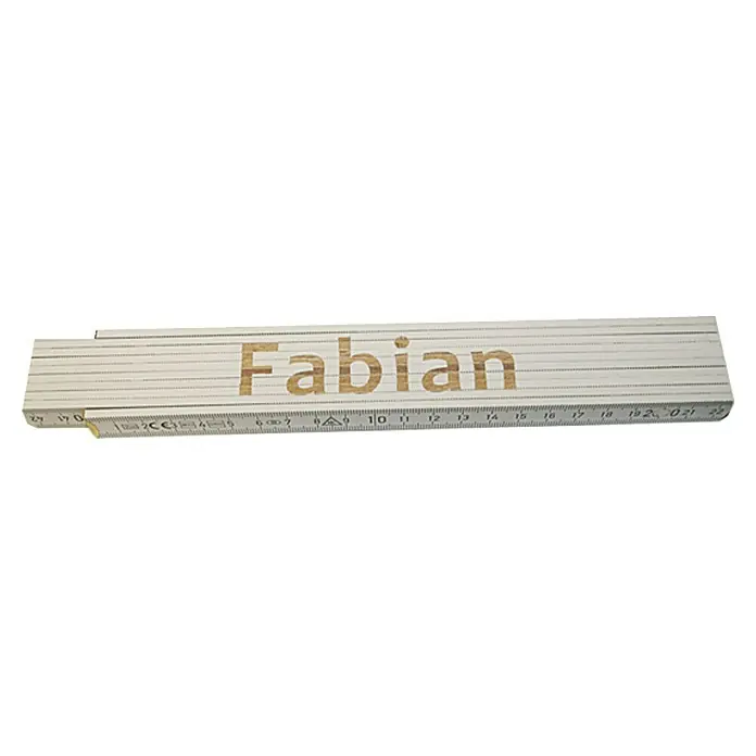 Zollstock - Aufdruck: Fabian, 2 m - Bild einer Zollstock mit dem Namen "Fabian", der das Produkt und die Individualisierung hervorhebt.