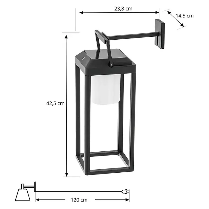 Lucande Außenwandleuchte Tilena - schwarz, IP54 - Schwarze Wand-Außenleuchte mit weißem Diffusor und modernem Design.