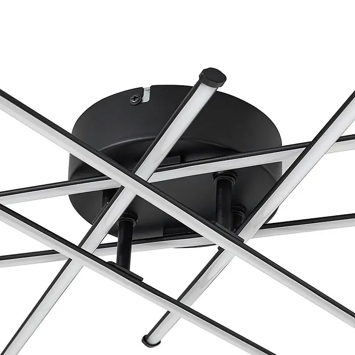 Lindby Deckenleuchte Elviano - schwarz, schwarz - Moderne schwarze Deckenleuchte mit verbundenen weißen LED-Streifen in geometrischem Design.