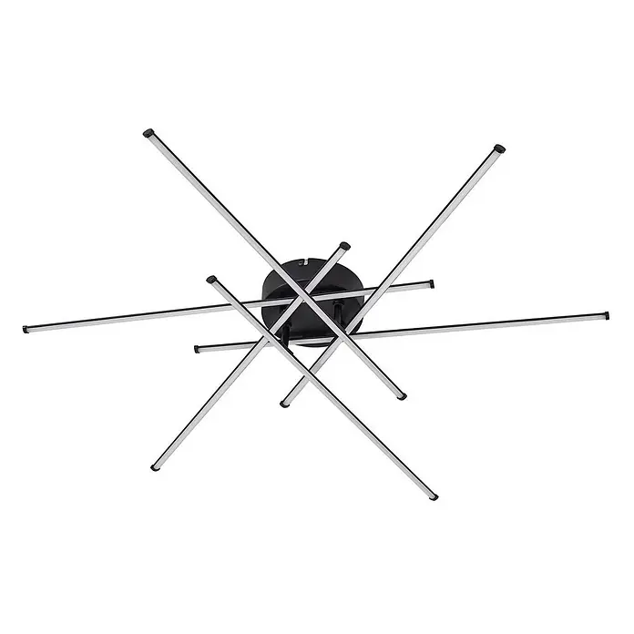 Lindby Deckenleuchte Elviano - schwarz, schwarz - Moderne schwarz-weiße LED-Deckenleuchte mit mehreren strahlenförmigen Lineararmen.