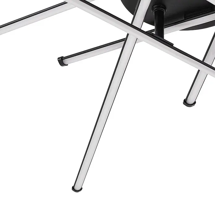 Lindby Deckenleuchte Elviano - schwarz, schwarz - Schwarze moderne Deckenleuchte mit mehreren weiß beleuchteten linearen Armen.