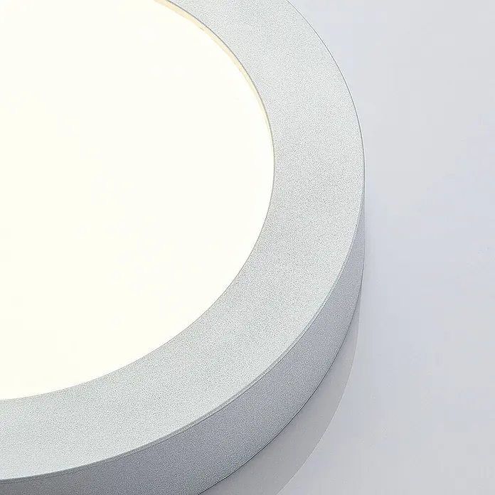Arcchio LED Deckenlampe in silber, weiß, Deckenleuchte rund -  - Runde, silbergraue, texturierte LED-Leuchte mit heller weißer Leuchtfläche.