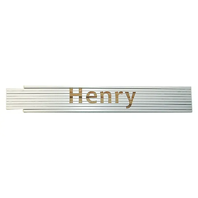 Zollstock - Aufdruck: Henry, 2 m - Das Bild zeigt ein Namensschild mit dem Namen "Henry" in einer klaren, modernen Schriftart. Das Schild ist ideal für Kinderzimmer.