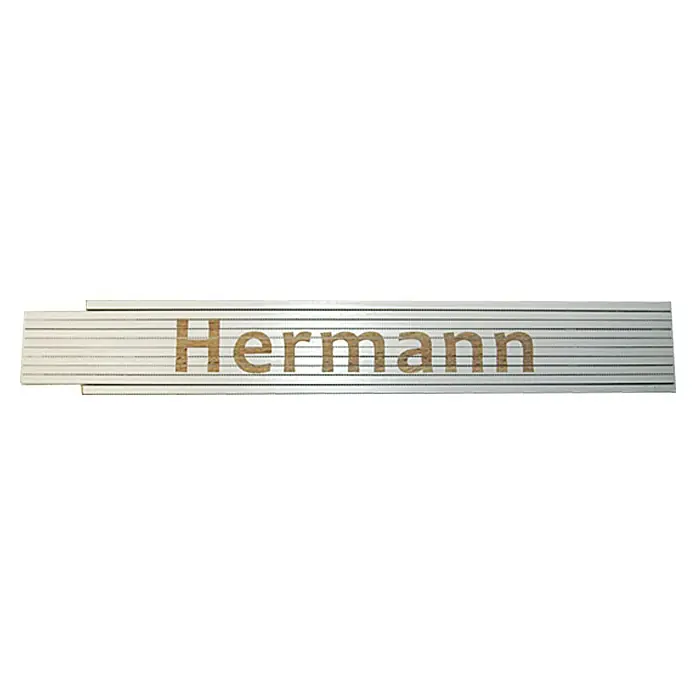 Zollstock - Aufdruck: Hermann, 2 m - Ein Zollstock mit dem Namen "Hermann" darauf. Das perfekte Werkzeug für alle Heimwerker und Profis.