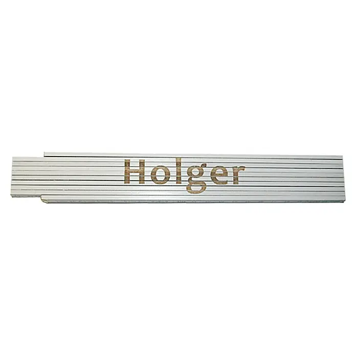 Zollstock - Aufdruck: Holger, 2 m - Klappmetermaß "Holger" aus hellem Holz, ideal für Bauprojekte und handwerkliche Arbeiten. Praktisch und personalisiert.