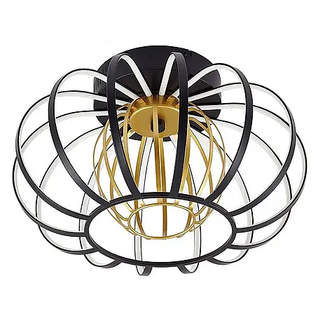 Lucande LED Deckenlampe in schwarz, gold, dimmbar Deckenleuchte rund