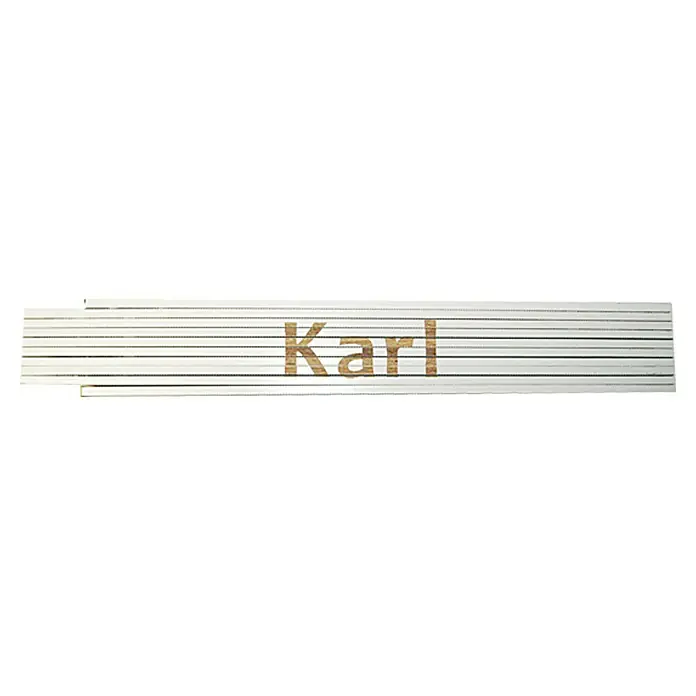 Zollstock - Aufdruck: Karl, 2 m - Ein Zollstock mit dem Namen "Karl" in hellbrauner Schrift. Das Produkt ist ideal für Heimwerker und Handwerker.