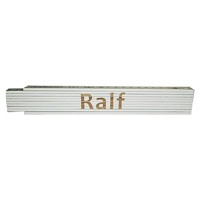 Zollstock - Aufdruck: Ralf, 2 m - Der Zollstock mit der Aufschrift "Ralf" ist ein praktisches Werkzeug für genaue Messungen bei Bau- und Renovierungsprojekten.