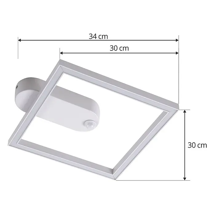 Lindby LED Deckenlampe in weiß, Deckenleuchte -  - Weiße quadratische LED-Deckenleuchte mit integriertem Bewegungsmelder.