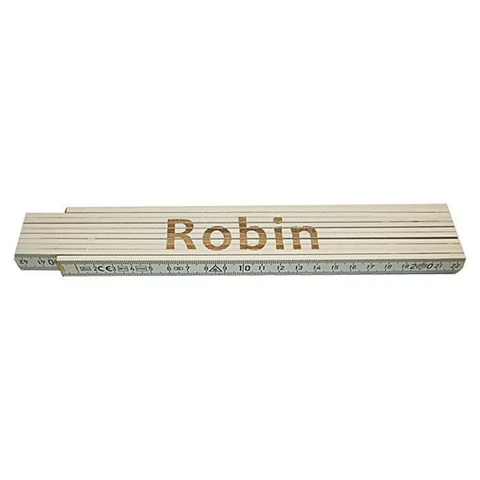 Zollstock - Aufdruck: Robin, 2 m - Ein Zollstock mit dem Namen "Robin" darauf, ideal für präzise Messungen und individuelle Markierungen.