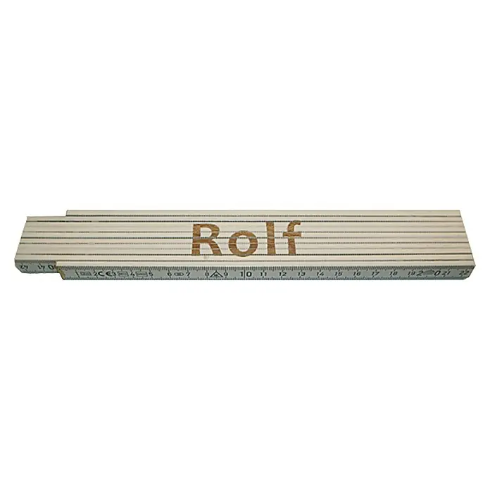 Zollstock - Aufdruck: Rolf, 2 m - Ein Zollstock mit dem Namen "Rolf" aufgedruckt, ein nützliches Werkzeug für Messungen in Handwerk und DIY-Projekten.