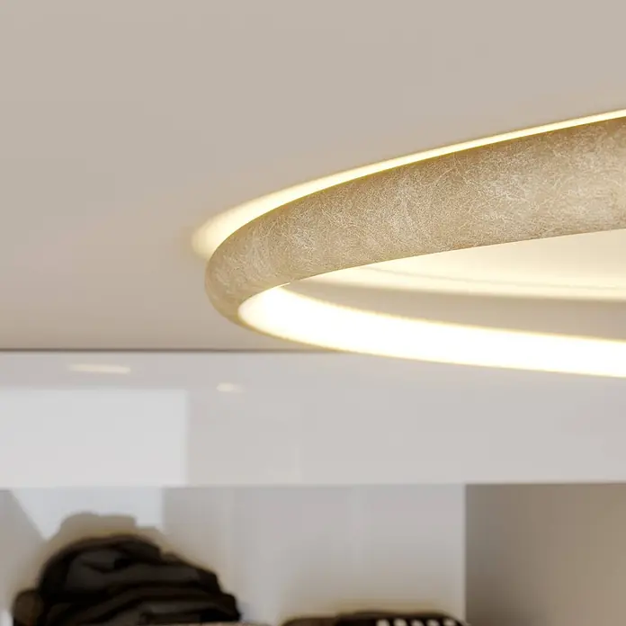 Lindby LED Deckenlampe in gold, Deckenleuchte -  - Runde Deckenleuchte in Goldoptik mit Struktur, warmes LED-Licht.