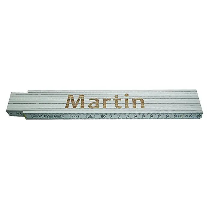 Zollstock - Aufdruck: Martin, 2 m - Dieses Bild zeigt ein Zollstock mit dem Namen Martin darauf, ein personalisiertes Werkzeug für jeden Handwerker.