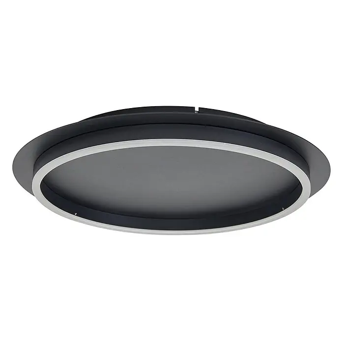 Lindby LED Deckenlampe in schwarz, Deckenleuchte rund -  - Runde dunkelgraue LED-Deckenleuchte mit weißem Lichtring.