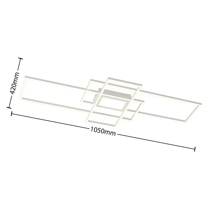Lindby LED Deckenlampe in weiß matt, dimmbar Deckenleuchte -  - Weiße, moderne LED-Deckenleuchte im geometrischen Rechteckdesign, 1050mm lang und 420mm breit.